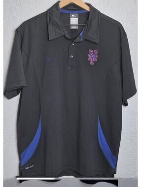 Nike Dri-FIT New York Mets MLB Authentic Collection Polo Shirt Mens Large Black